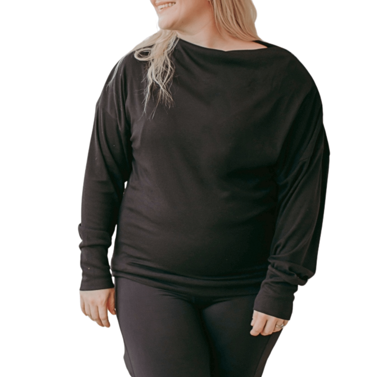 Black Ribbed Shoulder Zip Top - The Boutique Outlet