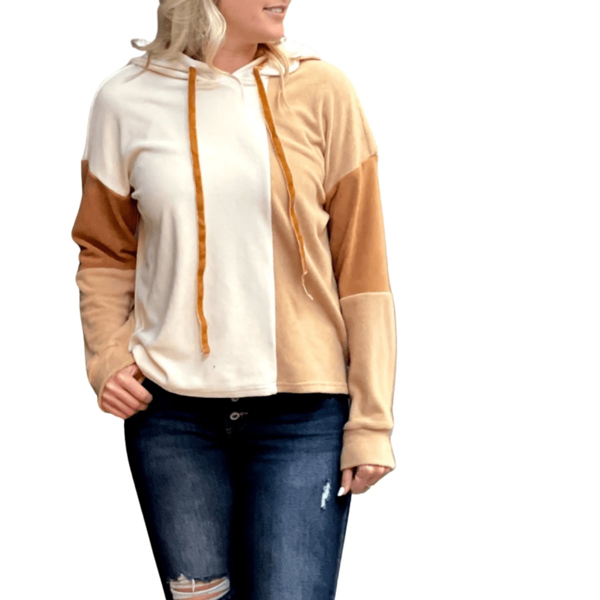 Caramel Colorblock Hoodie - The Boutique Outlet