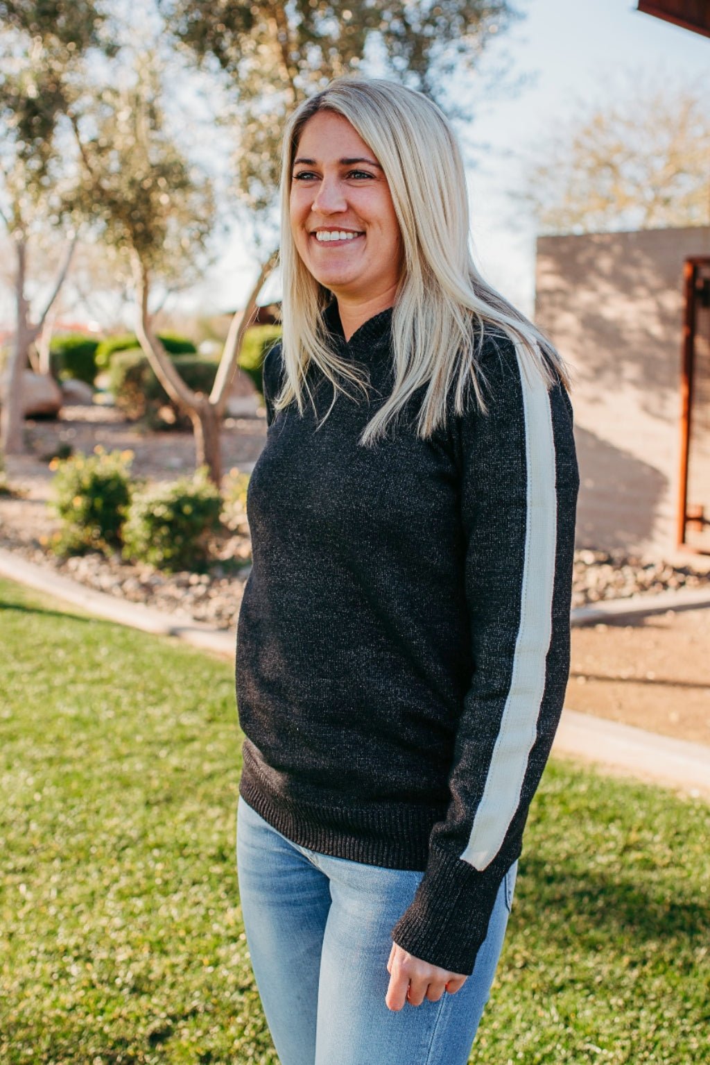Stripe Sweater Hoodie - Flower Bird Boutique