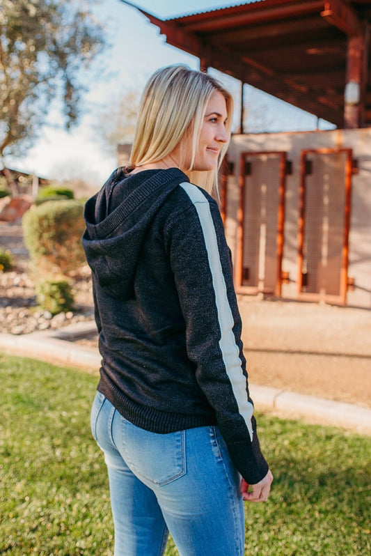 Stripe Sweater Hoodie - Flower Bird Boutique
